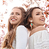 3 Pairs 3 Colors Golden Alloy Sun with Shell Shape Dangle Stud Earrings EJEW-AN0004-40-7