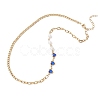 2Pcs 2 Colors Round White Shell Pearl & Heart 304 Stainless Steel Glass Link Chain Necklaces for Women NJEW-JN05594-5
