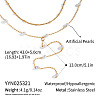 Elegant 304 Stainless Steel Y-Shape White Round Imitation Pearl Tassel Double Layer Necklaces for Women OT4111-6-1