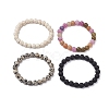 4Pcs Constellation 8mm Round Natural Dalmation Jasper & White Jade Imitation Tourmaline BJEW-JB10640-4