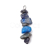 3Pcs Natural Amethyst & Lapis Lazuli & Red Jasper Chip Beaded Constellation Pendants PALLOY-JF03043-09-3