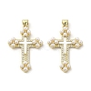 Brass Pave Shell Pendants KK-I708-17B-G-1