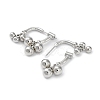 Brass Round Ball Dangle Stud Earrings EJEW-K255-01P-2