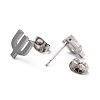 Tarnish Resistant 304 Stainless Steel Greek Alphabet Stud Earrings STAS-D007-07P-15-2