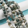 Natural Tree Agate Frosted Agate Round Gemstone Beads Strands G-O151-01-8mm-1
