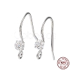 Rhodium Plated 925 Sterling Silver with Clear Cubic Zirconia Earring Hooks STER-G036-16P-1