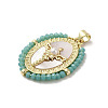 Brass Pave Shell Pendants KK-I708-01B-G-2