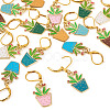 16Pcs 8 Colors Potted Plants Alloy Enamel Locking Stitch Marker HJEW-TAC0093-3