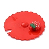 Strawberry Food Grade Silicone Cup Cover Lid AJEW-G031-02A-2