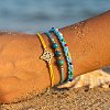 Summer Beach Style Adjustable Synthetic Green Turquoise Imperial Stone Beaded Bracelet Set UQ9789-2-2