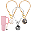 Flat Round with Letter Alloy Enamel Wine Glass Charms AJEW-AB00184-19-1