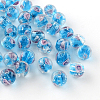Handmade Luminous Inner Flower Lampwork Beads LAMP-R129-8mm-04-1