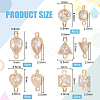 BENECREAT 20Pcs 5 Styles Brass Pave Clear Cubic Zirconia Connector Charms KK-BC0012-48-2