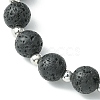 3Pcs 3 Style Gemstone Round & Cross Braided Bead Bracelets BJEW-TA00321-5