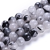 Natural Tourmalinated Quartz/Black Rutilated Quartz Beads Strands G-E558-04-10mm-1