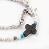Two Loops Natural Howlite Beads Warp Bracelets BJEW-JB03813-02-2