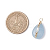 Copper Wire Wrapped Natural Aquamarine & Natural Cultured Freshwater Pearl Beads Pendants PALLOY-JF03645-05-2