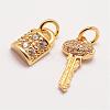 Brass Micro Pave Grade AAA Cubic Zirconia Charms ZIRC-G090-29-NR-2