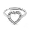Heart Adjustable 925 Sterling Silver Ring Components STER-G042-05P-2