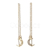 Clear Cubic Zirconia Crescent Moon with Tassel Dangle Stud Earrings EJEW-JE05071-2