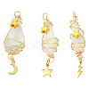 3Pcs 3 Styles Electroplated Natural Quartz Crystal Big Pendants PALLOY-YW00079-01-1