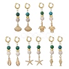 Synthetic Chrysocolla & Natural Agate Beads Hoop Dangle Earrings EJEW-JE07321-2