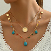 Natural Turquoise Teardrop Double Layer Necklaces OR0077-1