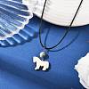 Dyed Synthetic Turquoise Horse Pendant Black Waxed Cord Necklaces NJEW-JN05430-03-1