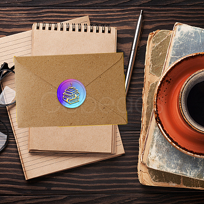 Brass Wax Seal Stamp with Handle AJEW-WH0184-1025-1