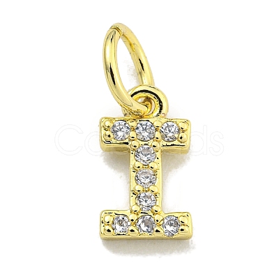 Letter Brass Micro Pave Clear Cubic Zirconia Pendants KK-K354-06G-I-1