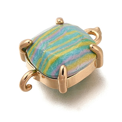 Brass Glass Imitation Gemstone Connector Charms KK-Z076-01G-1