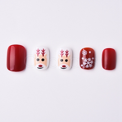 Christmas Theme Plastic Square Round Corners Full Cover False Nail Tips MRMJ-T078-101-1