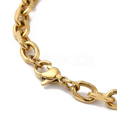 Ion Plating(IP) 304 Stainless Steel Cable Chain Necklaces NJEW-Z024-02G-1