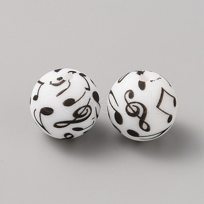 Printed Silicone Focal Beads LS-SIL-WH0003-14-1