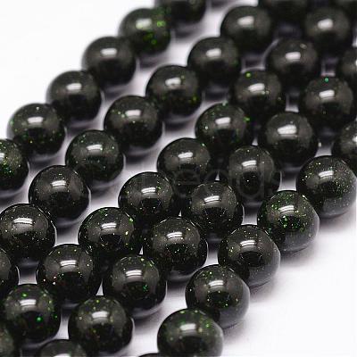 Synthetic Green Goldstone Beads Strands G-N0178-02-8mm-1