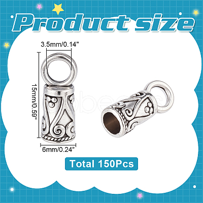 150Pcs Tibetan Style Zinc Alloy Cord End FIND-WR0012-60-1