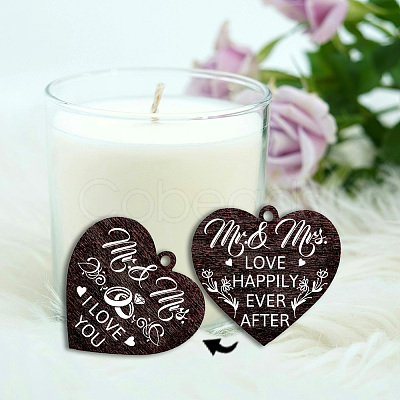 Wedding Double Sided Wooden Rotating Photo Frames with DIY Word Heart Charm DJEW-WH0076-003-1