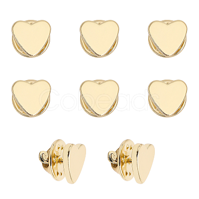 8 Sets Brass Heart Lapel Pin Brooch JEWB-CA0001-34-1