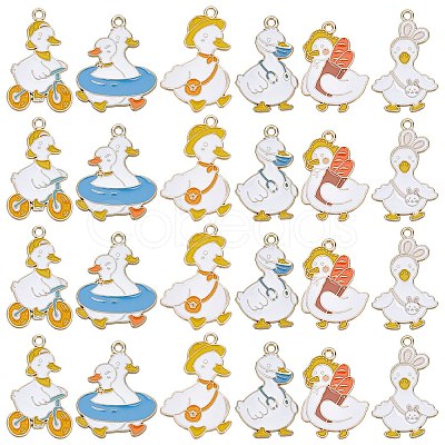 24Pcs 6 Styles Light Gold Tone Alloy Enamel Pendants ENAM-SC0004-60-1