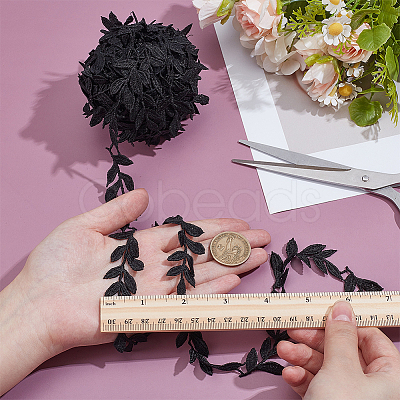 Polyester Lace Leaf Ribbon OCOR-WH0082-514B-1