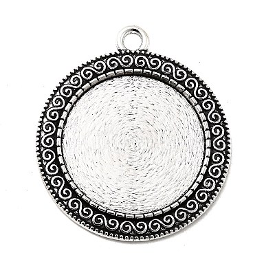 Tibetan Style Alloy Pendant Cabochon Settings TIBEP-N003-52AS-1