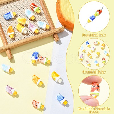 18Pcs 6 Colors Handmade Porcelain Beads PORC-CJ0001-38-1