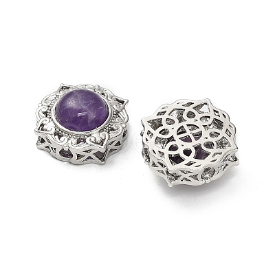 Brass Pave Natural Amethyst Multi-Strand Links KK-D366-01P-L-1