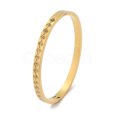 304 Stainless Steel Rhinestone Bangles for Women BJEW-Z092-13G-1