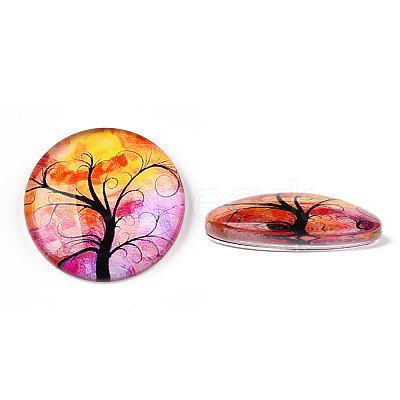 Half Round/Dome Tree Pattern Glass Flatback Cabochons for DIY Projects LS-GGLA-Q037-25mm-M28-02-1