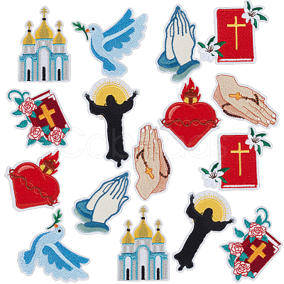 16Pcs 8 Styles Computerized Embroidery Cloth Self Adhesive Patches PATC-GA0001-82-1