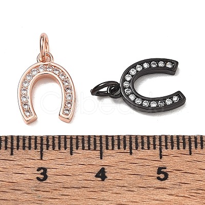 CZ Brass Micro Pave Cubic Zirconia Horse Shoe Charms ZIRC-L018-13-1