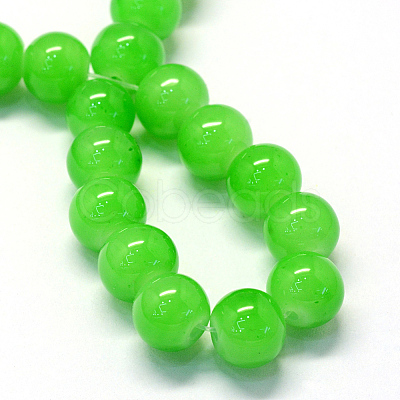 Baking Paint Imitation Jade Glass Round Bead Strands X-DGLA-Q021-8mm-09-1
