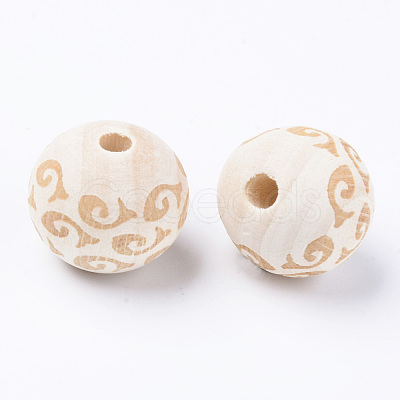 Unfinished Natural Wood European Beads WOOD-S057-011B-1