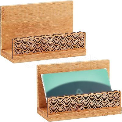 2Pcs Chinese Style Rectangle Bamboo Business Card Holder DJEW-OC0001-13-1